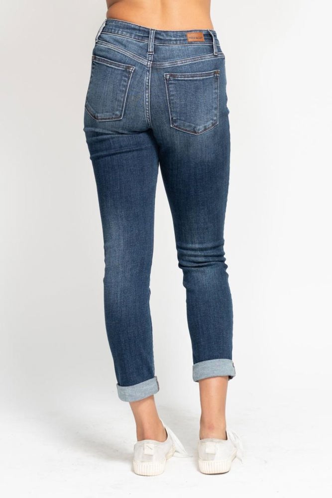 Judy Blue Basic Mid-Rise Cuffed Slim Denim 82428 - Plus