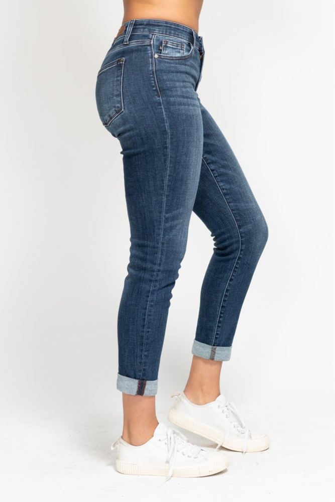 Judy Blue Basic Mid-Rise Cuffed Slim Denim 82428 - Plus