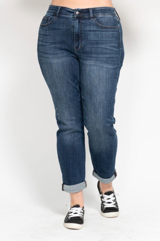 Judy Blue Basic Mid-Rise Cuffed Slim Denim 82428 - Plus