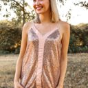  Southern Grace Stop The Show Sequin Tank Top in Rose Gold