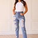  Southern Grace The Savannah Mid Rise Straight Fit Distressed Denim