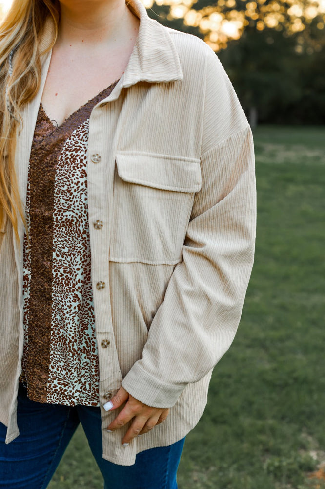 Southern Grace Casual Magic Shacket, Beige