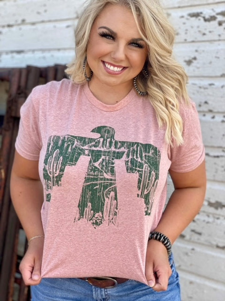 Texas True Threads Desert Scene Thunderbird Tee, Pink 