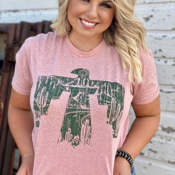 Texas True Threads Desert Scene Thunderbird Tee, Pink 