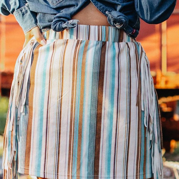 Southern Grace Rodeo Ready Fringe Skirt