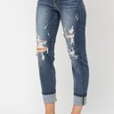  Judy Blue Mid-Rise Cuffed Destroyed Boyfriend Denim 82427 - Plus