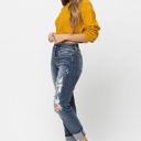  Judy Blue Mid-Rise Cuffed Destroyed Boyfriend Denim 82427 - Plus