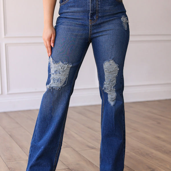 Southern Grace Mid Rise Medium Wash Straight Leg Denim