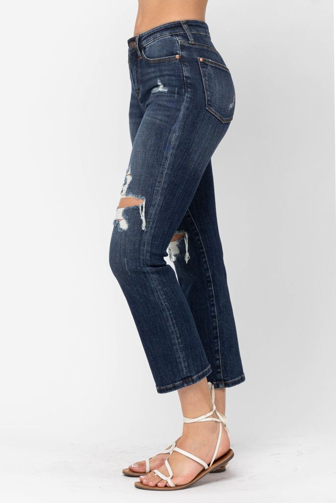 Judy Blue Mid Rise Crop Leg Straight Denim 88517 - Plus