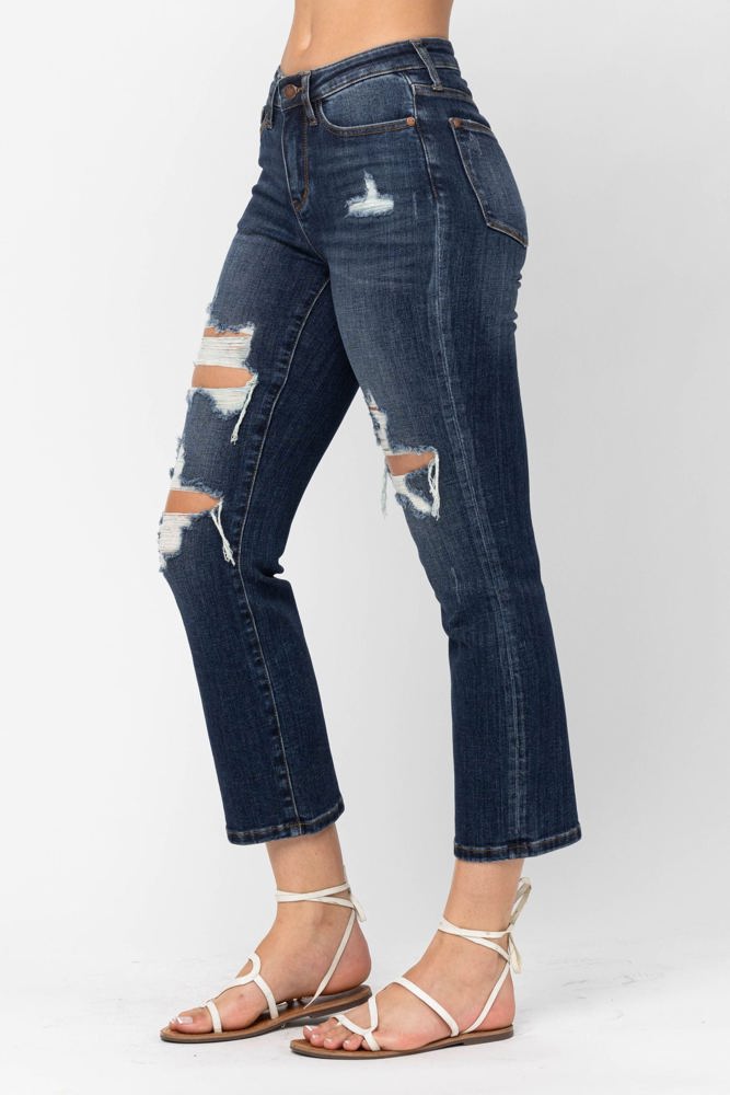 Judy Blue Mid Rise Crop Leg Straight Denim 88517 - Plus