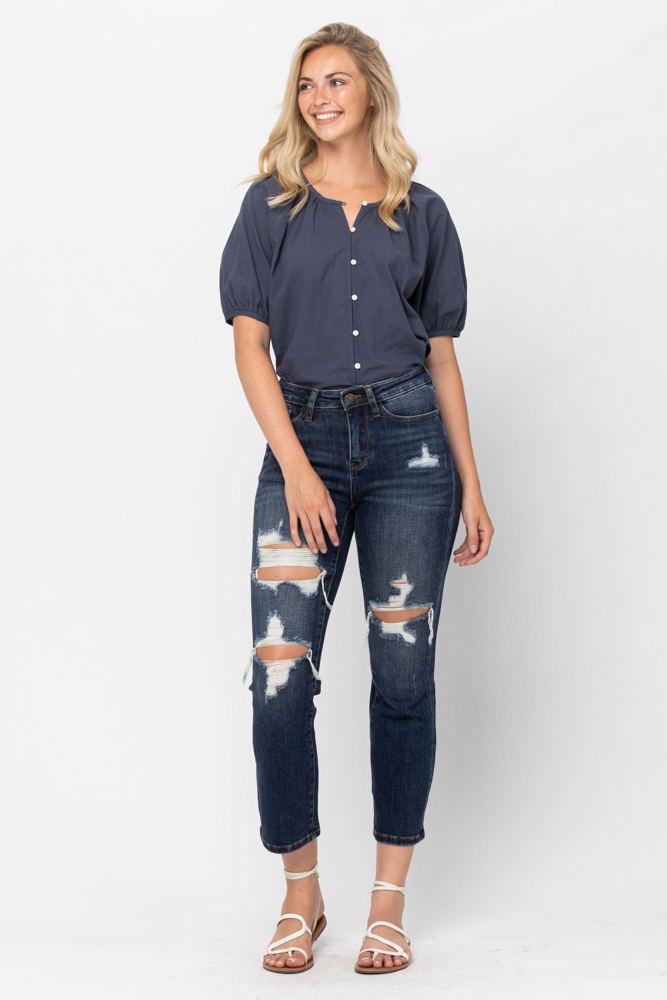 Judy Blue Mid Rise Crop Leg Straight Denim 88517 - Plus