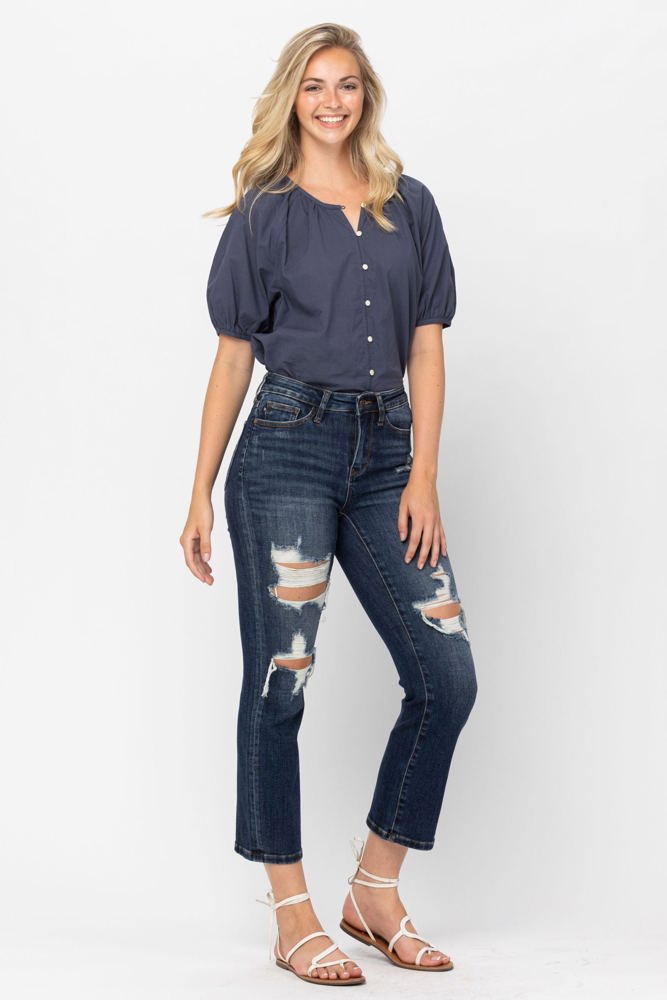 Judy Blue Mid Rise Crop Leg Straight Denim 88517 - Plus