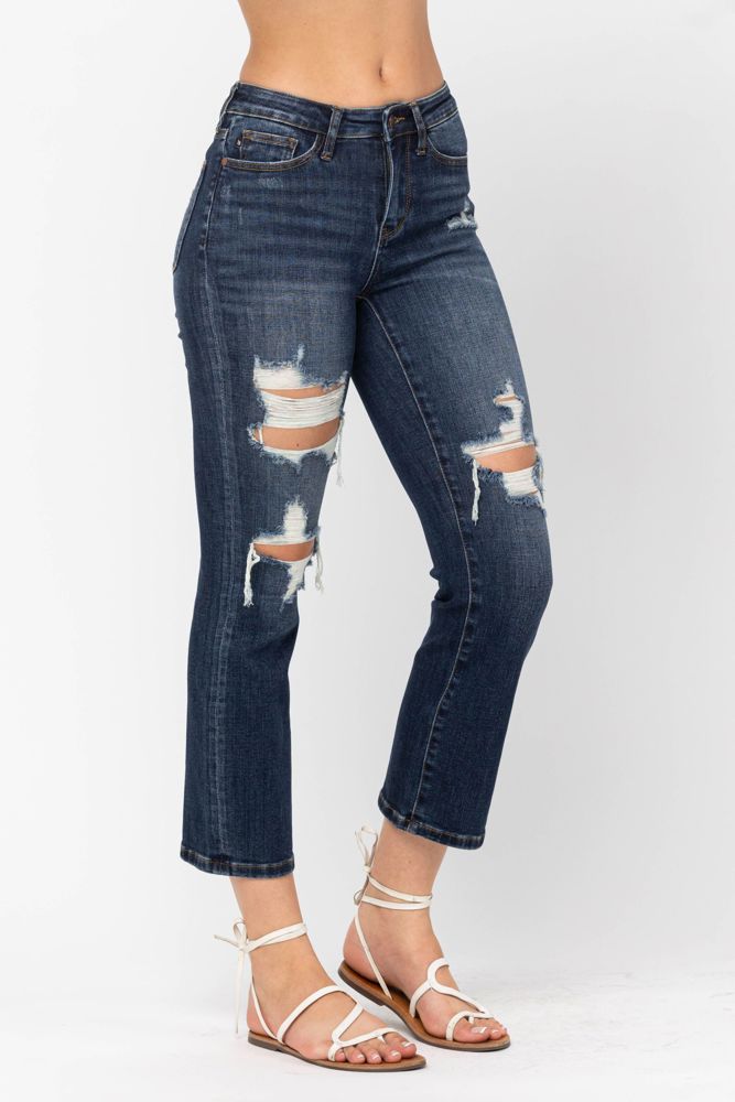 Judy Blue Mid Rise Crop Leg Straight Denim 88517