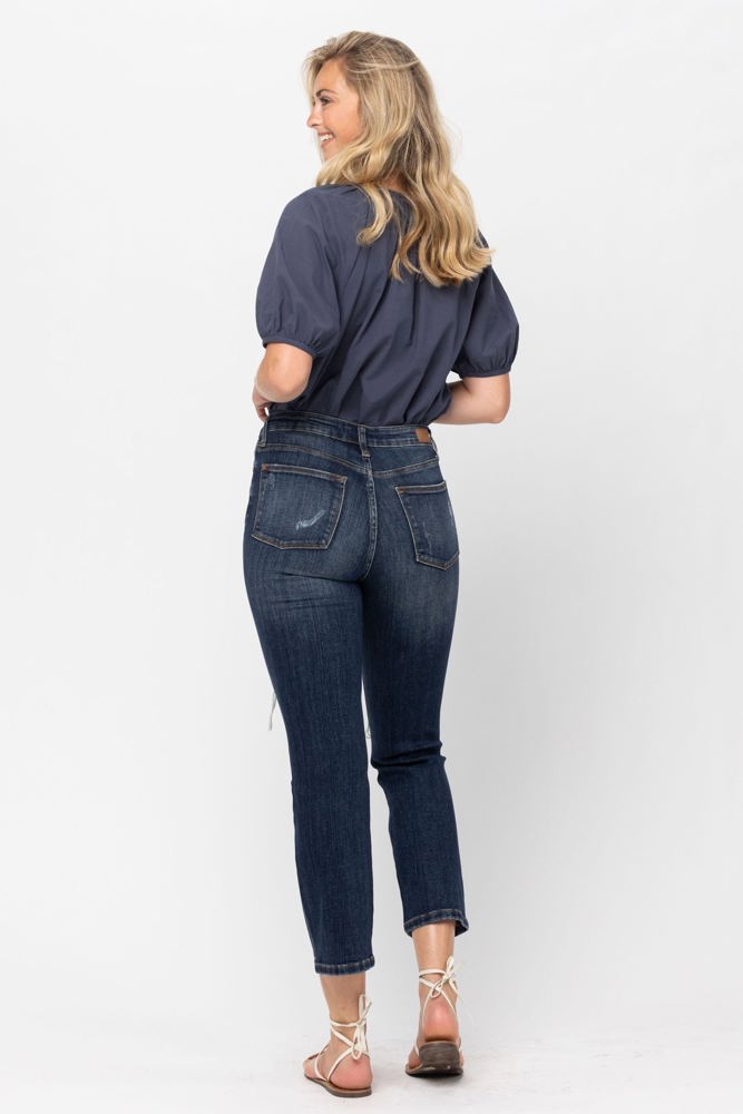 Judy Blue Mid Rise Crop Leg Straight Denim 88517