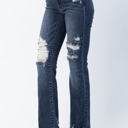  Judy Blue Mid Rise Contrast Destroy Slim Bootcut Denim 82426