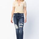  Judy Blue Mid Rise Contrast Destroy Slim Bootcut Denim 82426