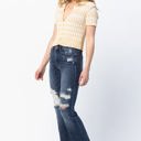  Judy Blue Mid Rise Contrast Destroy Slim Bootcut Denim 82426