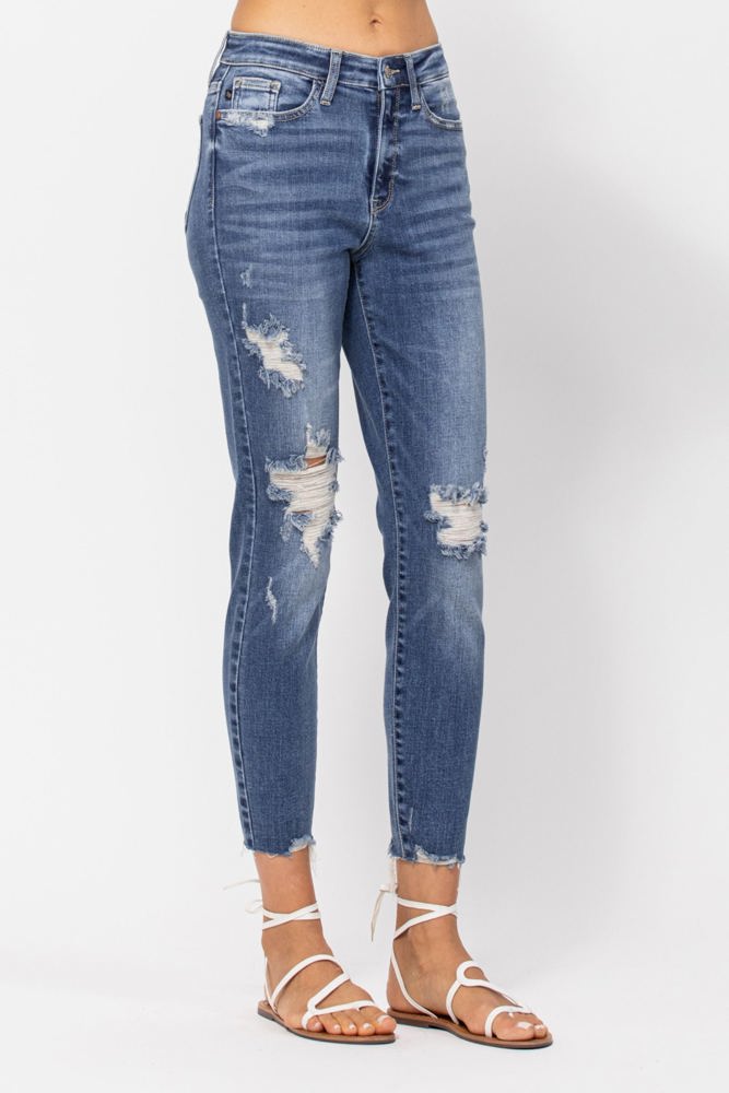 Judy Blue High Waist Destroyed Relaxed Fit Denim 82306 - Plus