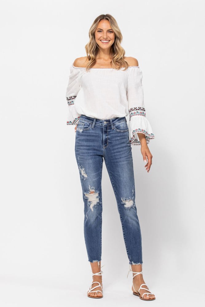 Judy Blue High Waist Destroyed Relaxed Fit Denim 82306 - Plus