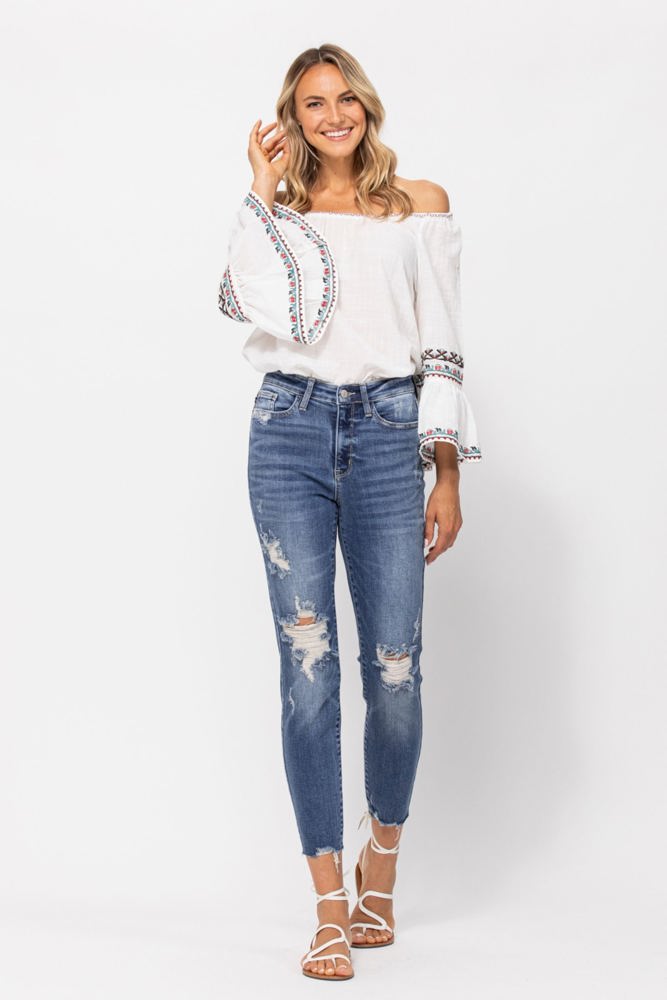 Judy Blue High Waist Destroyed Relaxed Fit Denim 82306