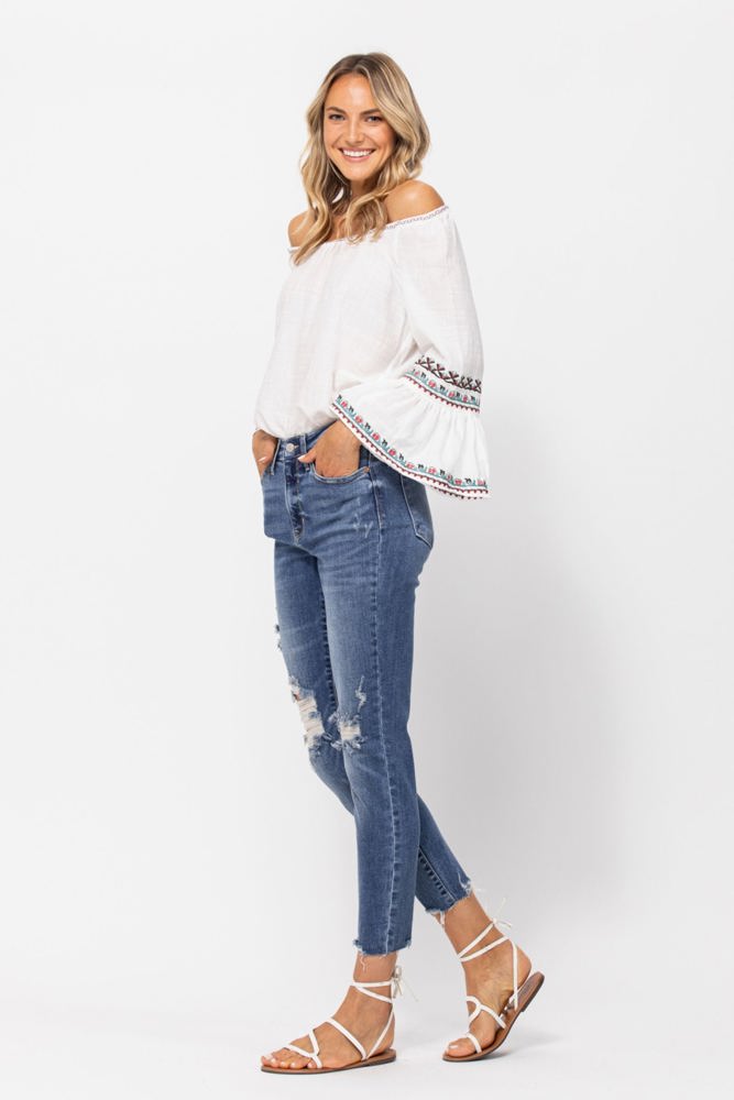 Judy Blue High Waist Destroyed Relaxed Fit Denim 82306