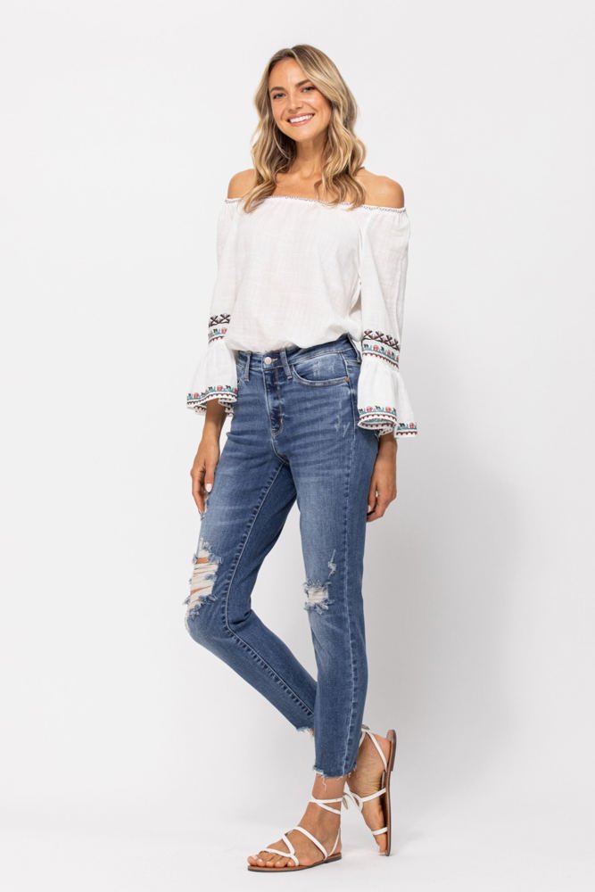 Judy Blue High Waist Destroyed Relaxed Fit Denim 82306