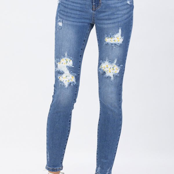 Judy Blue High Waist Skinny Lemon Patch Denim 88233