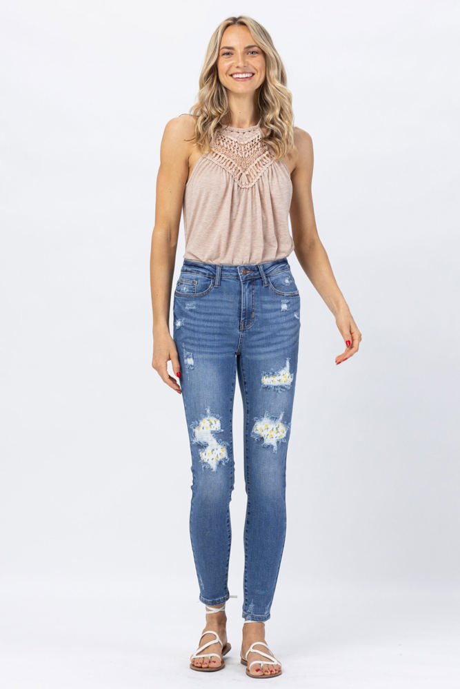 Judy Blue High Waist Skinny Lemon Patch Denim 88233 - Plus