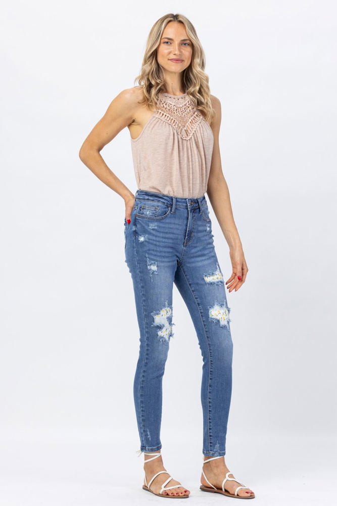 Judy Blue High Waist Skinny Lemon Patch Denim 88233 - Plus