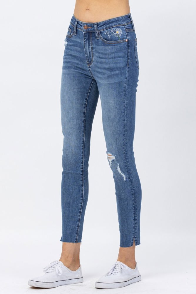 Judy Blue High Waist Dandelion Embroidery Skinny Denim 88415 - Plus