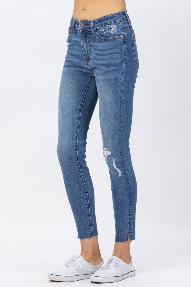 Judy Blue High Waist Dandelion Embroidery Skinny Denim 88415 - Plus