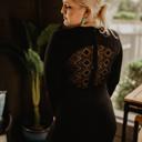  2 Fly Long Sleeve Aztec Back Zip Dress, Black