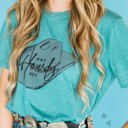  2 Fly Hey Howdy Rhinestone Short Sleeve Top, Teal