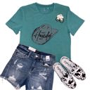  2 Fly Hey Howdy Rhinestone Short Sleeve Top, Teal