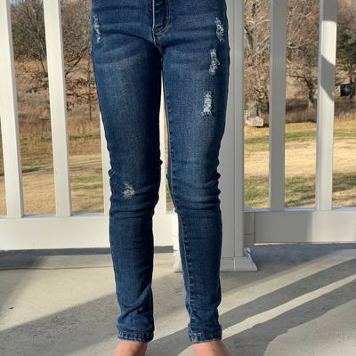 Lucky & Blessed Girl's Mid Wash Mid Rise Skinny Jeans 52419-1-K