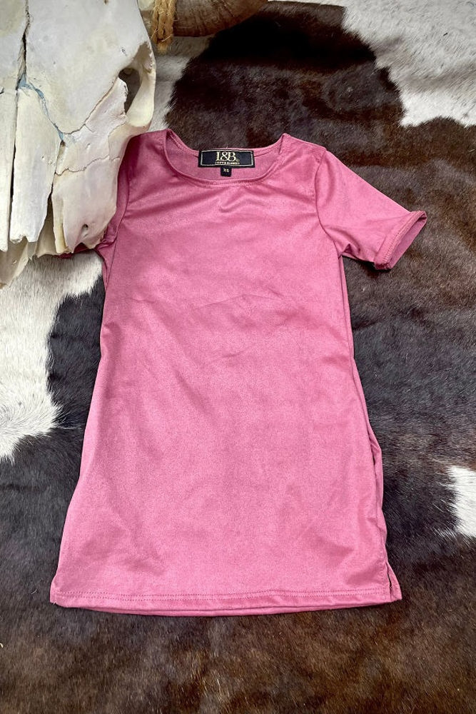 Lucky & Blessed Girl's Pink Suede Mini Dress