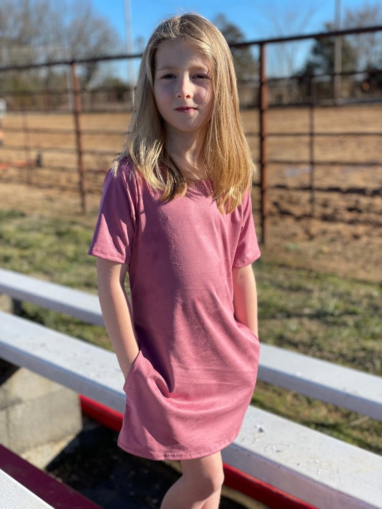 Lucky & Blessed Girl's Pink Suede Mini Dress