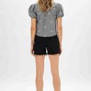  Judy Blue Mid Rise Fray Tulip Hem Black Denim Short 15265