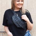  Grace & Emma Black Belt Bag with Fringe