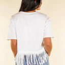  Southern Grace Here for the Show Studded Fringe Crop Short Sleeve Crewneck Top, White