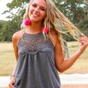  Southern Grace Undeniable Beauty Crochet Tank Top, Grey