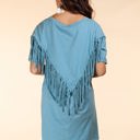  Southern Grace Just Leave Her Wild Fringe T-Shirt Dress, Sage - One Size