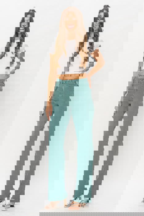 Judy Blue High Waist Sea Green Garment Dyed 90s Straight Denim 88621