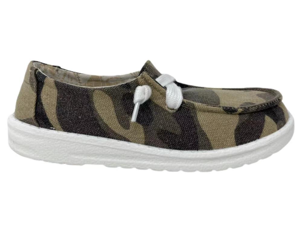 Gypsy Jazz Kid's "Kitty Kat" Camo Slip-on Shoes - Size Youth 2