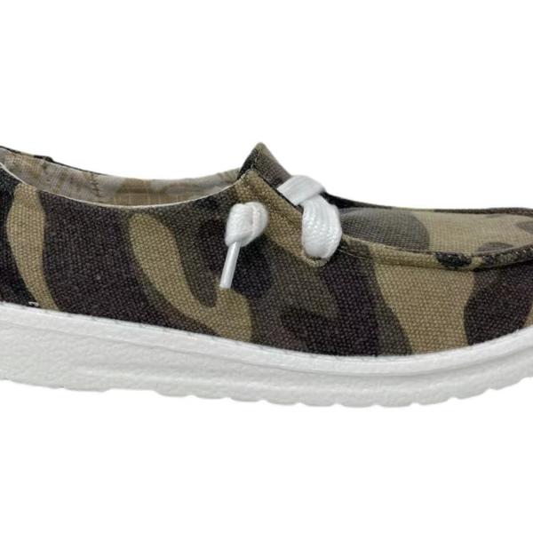 Gypsy Jazz Kid's "Kitty Kat" Camo Slip-on Shoes - Size Youth 2