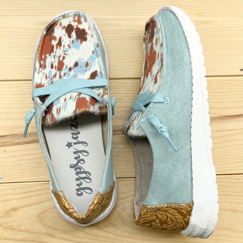 Gypsy Jazz "Mooma Tooled" Turquoise Slip-on Shoes