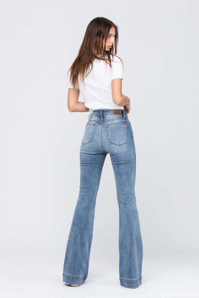 Judy Blue Mid Rise Trouser Flare Denim 82163