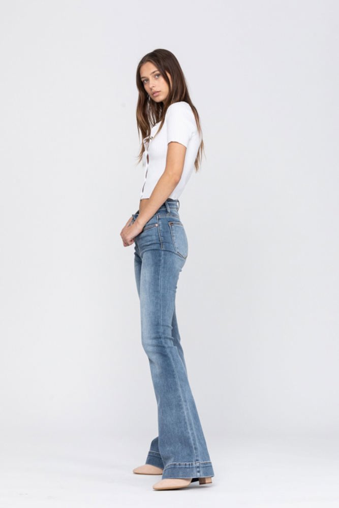 Judy Blue Mid Rise Trouser Flare Denim 82163