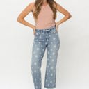  Judy Blue High Waist Star Print Cropped Straight Denim 88573