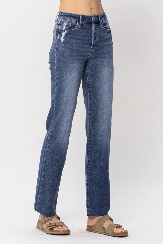 Judy Blue High Waist Hidden Button-Fly Straight Denim 82468